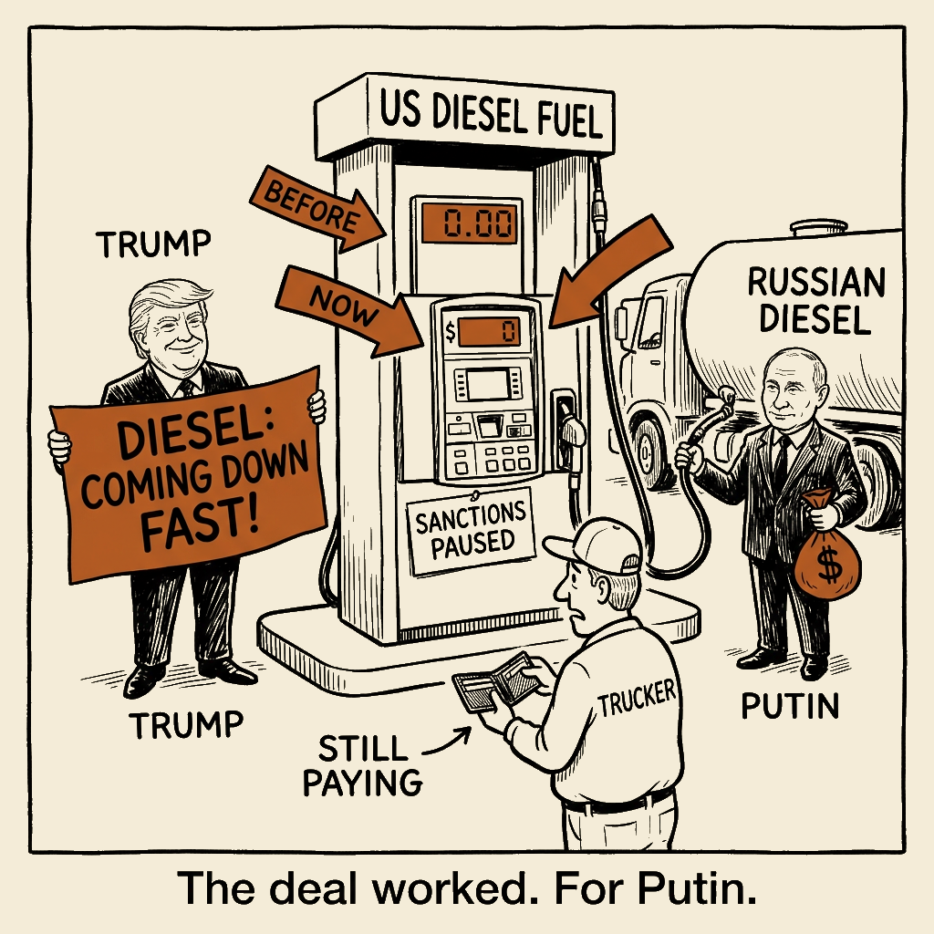 Unsigned MSI house political cartoon: The deal worked. For Putin.