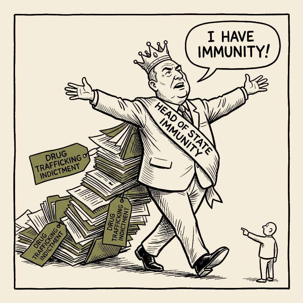 Unsigned MSI house political cartoon: The Emperor's Legal Brief