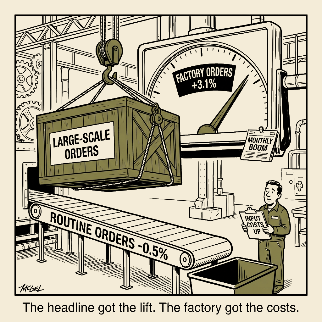 Unsigned MSI house political cartoon: The Factory Boom on Paper