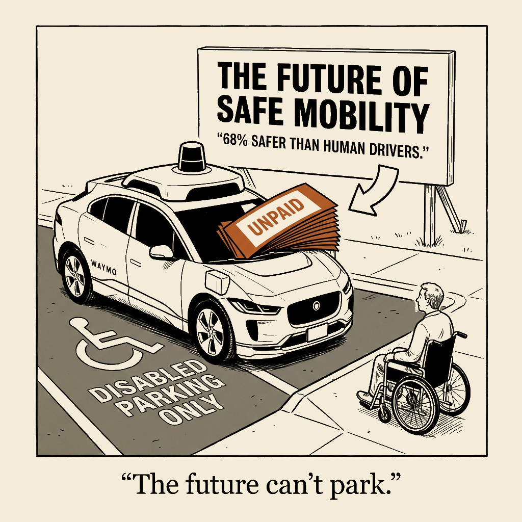 Unsigned MSI house political cartoon: The future can't park