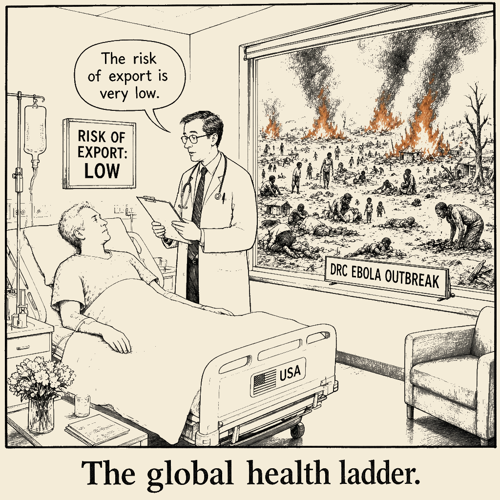 Unsigned MSI house political cartoon: The Global Health Ladder
