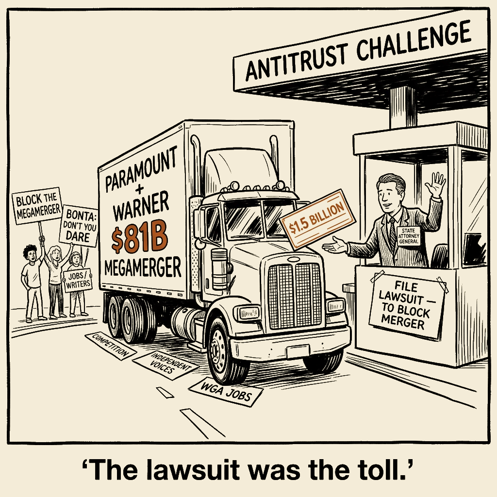 Unsigned MSI house political cartoon: The Lawsuit Was The Toll