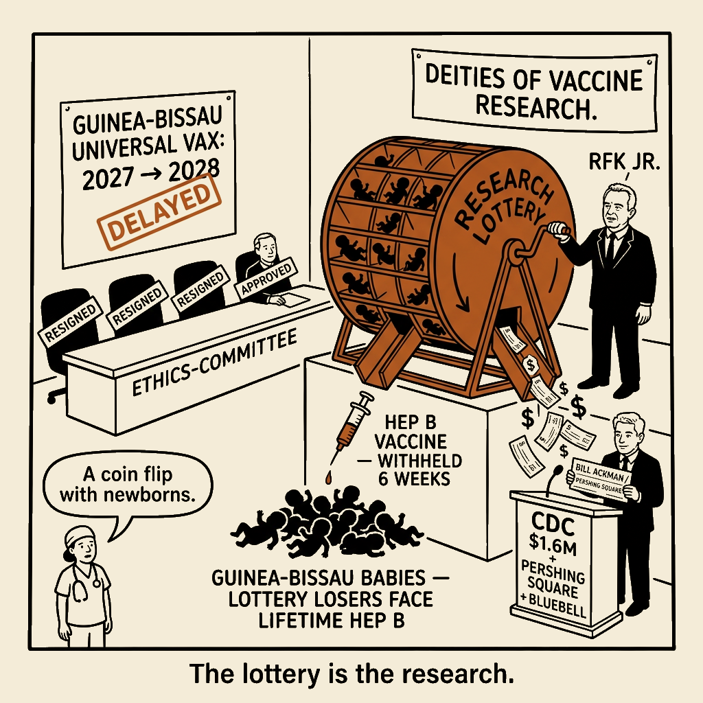Unsigned MSI house political cartoon: The lottery is the research.