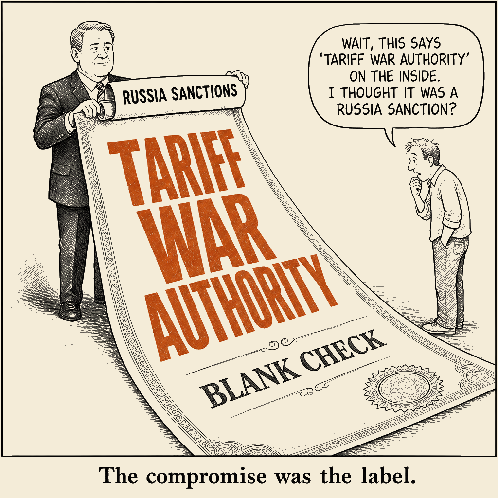 Unsigned MSI house political cartoon: The Namesake Sanction