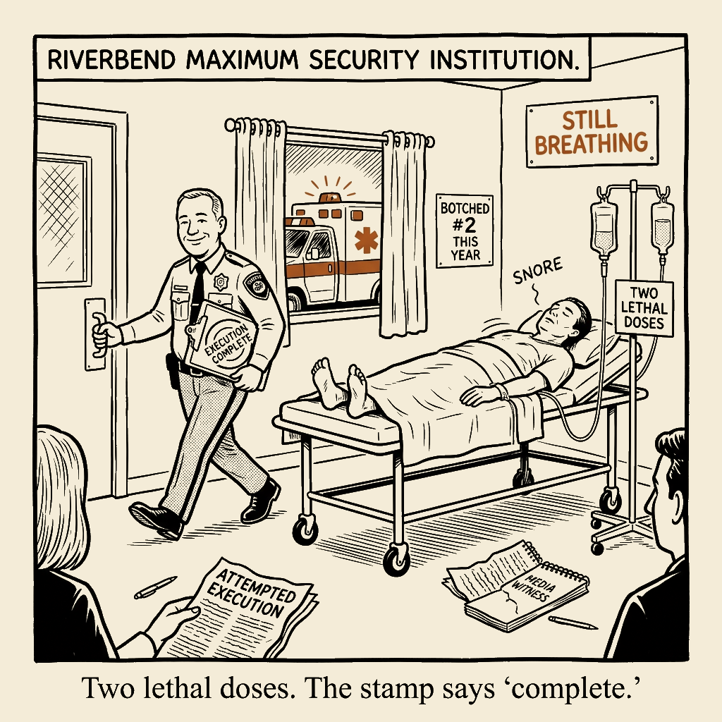 Unsigned MSI house political cartoon: The paperwork says 'complete.'
