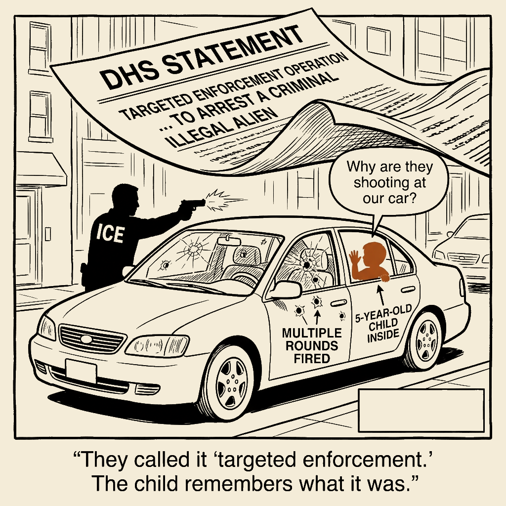 Unsigned MSI house political cartoon: The press release called it targeted enforcement.