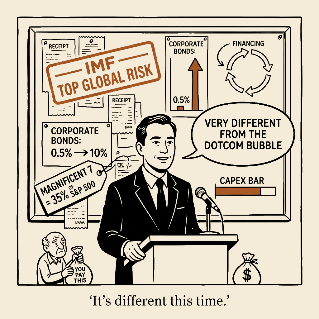 Unsigned MSI house political cartoon: The Reassuring Voice