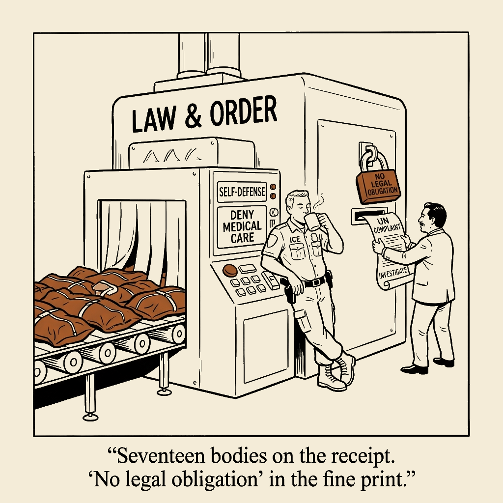Unsigned MSI house political cartoon: The Receiving Office