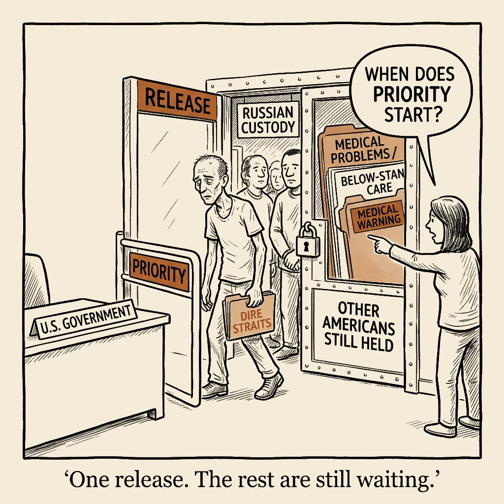 Unsigned MSI house political cartoon: The rescue arrived after the emergency