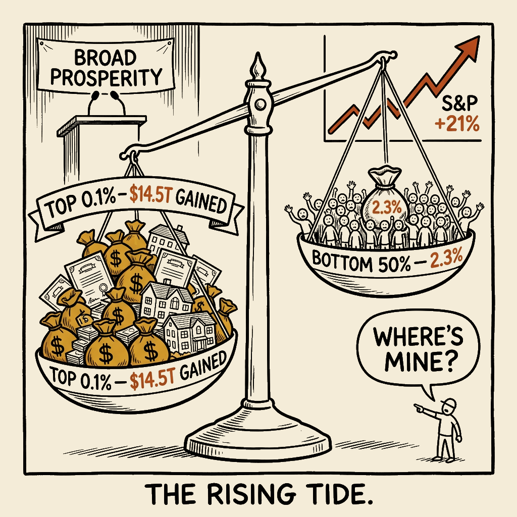 Unsigned MSI house political cartoon: The Rising Tide