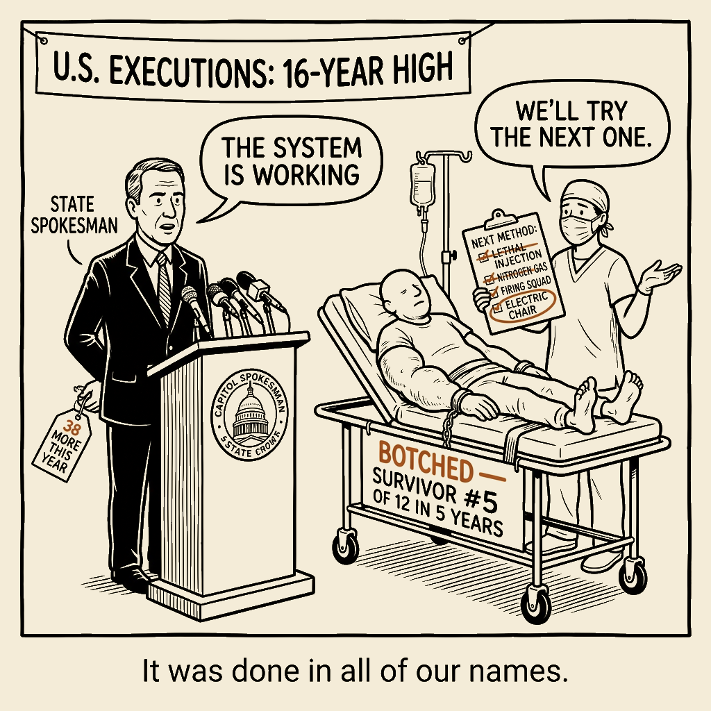 Unsigned MSI house political cartoon: The System Is Working