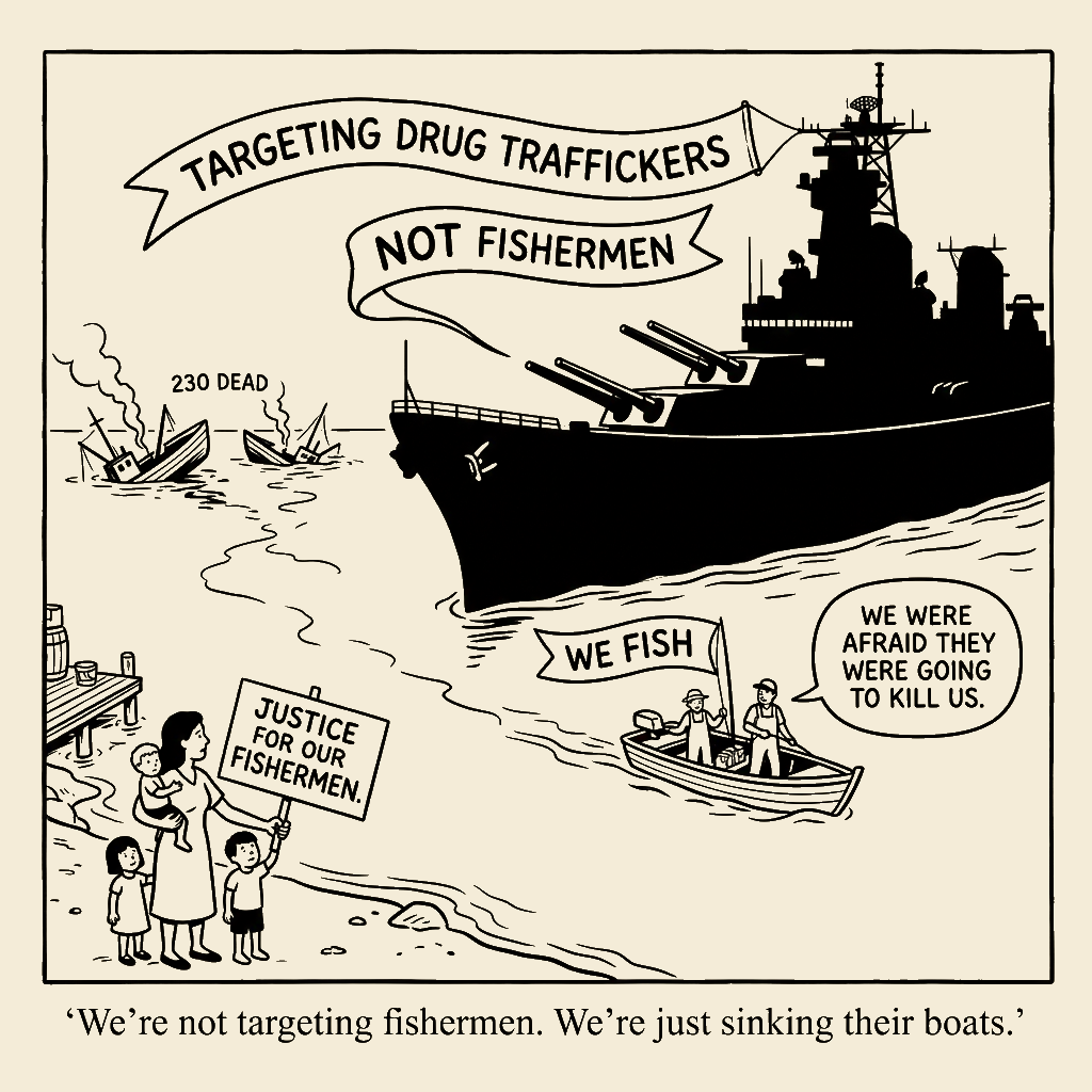 Unsigned MSI house political cartoon: We're not targeting fishermen.