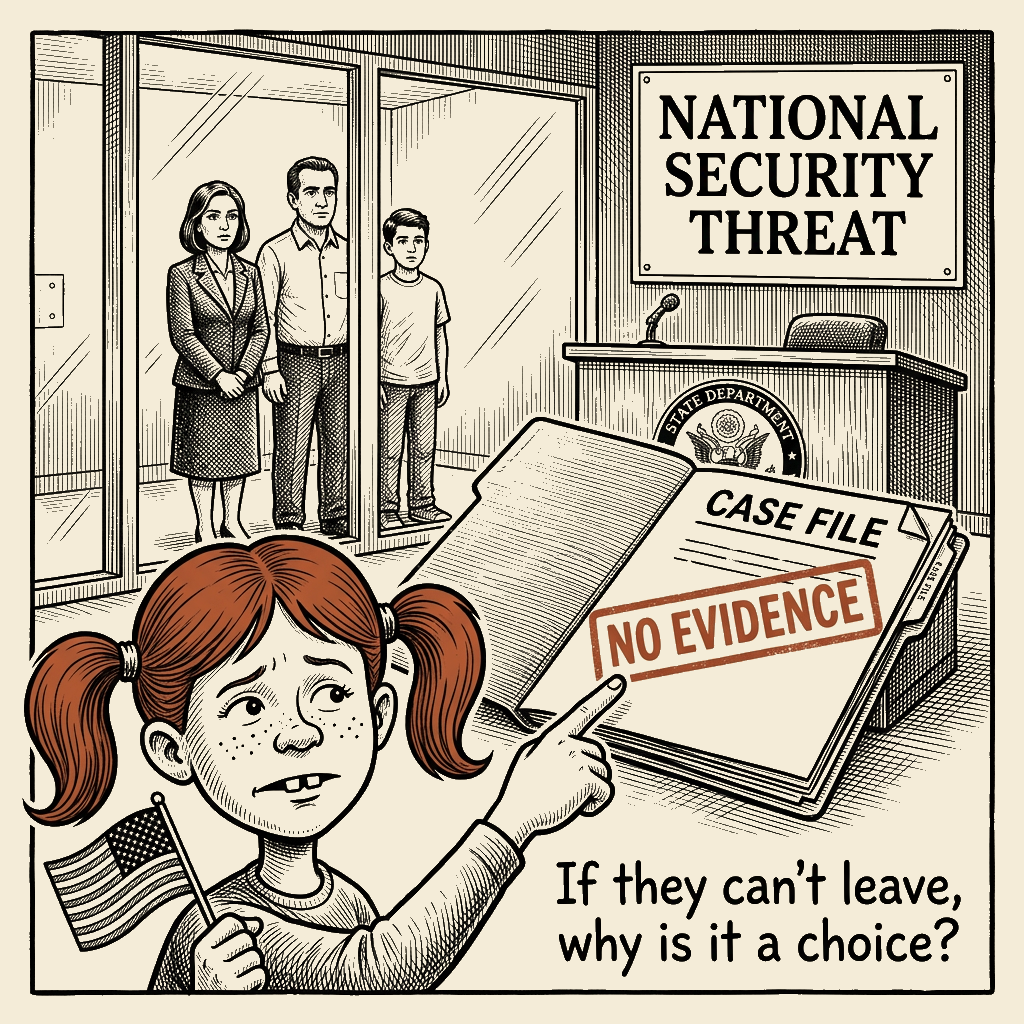 Political meme cartoon by Mimi Wright-Fubar: Bloodline Sentence