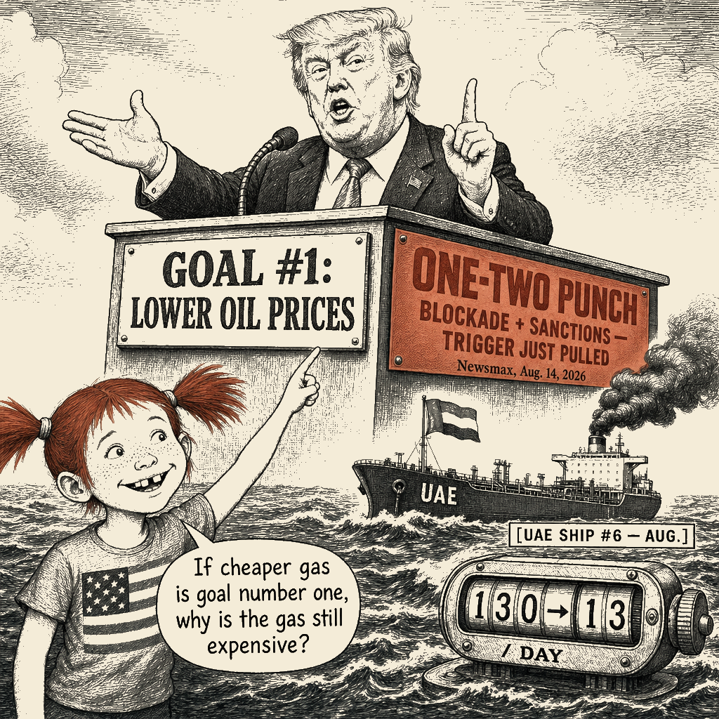 Political meme cartoon by Mimi Wright-Fubar: Goal Number One, Punch Number Two