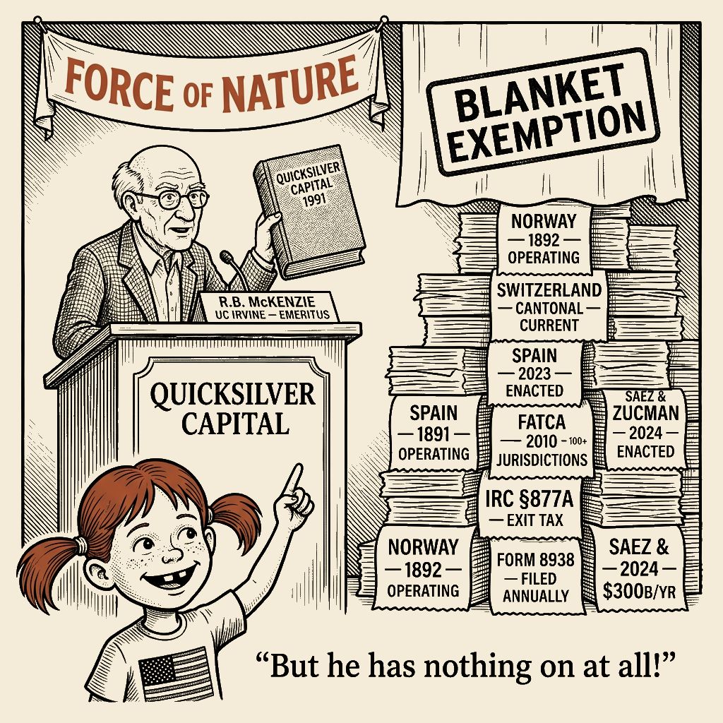 Political meme cartoon by Mimi Wright-Fubar: He Has Nothing On