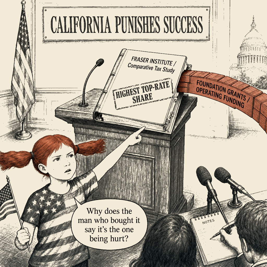 Political meme cartoon by Mimi Wright-Fubar: He Paid for the Paper