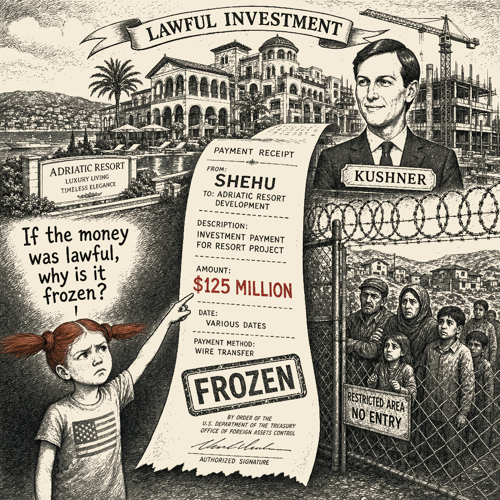 Political meme cartoon by Mimi Wright-Fubar: Lawful Investment