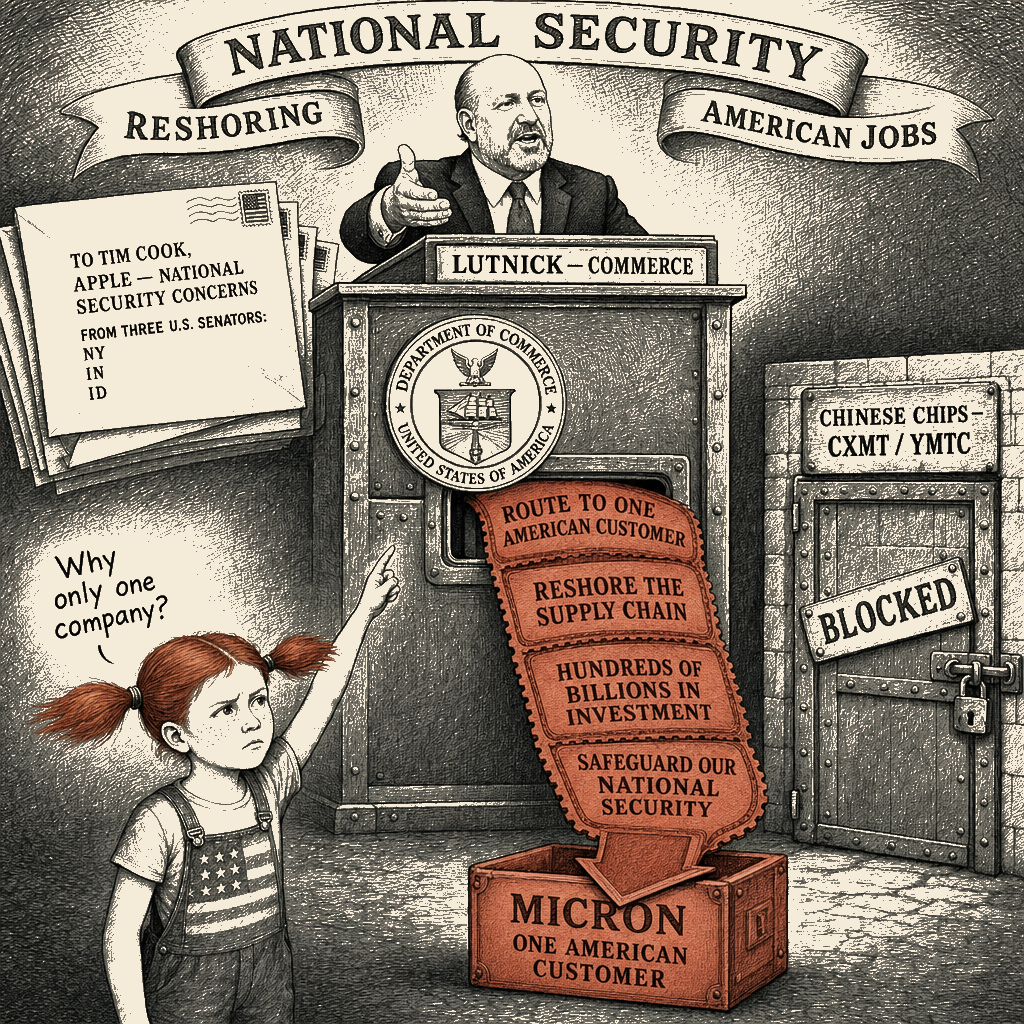 Political meme cartoon by Mimi Wright-Fubar: Plainly: One Company