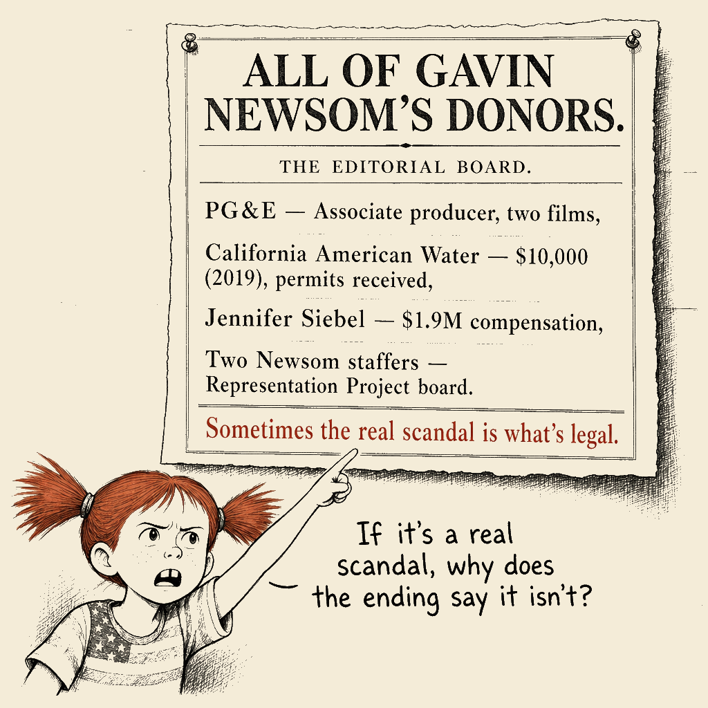 Political meme cartoon by Mimi Wright-Fubar: Receipts, and the Apologia