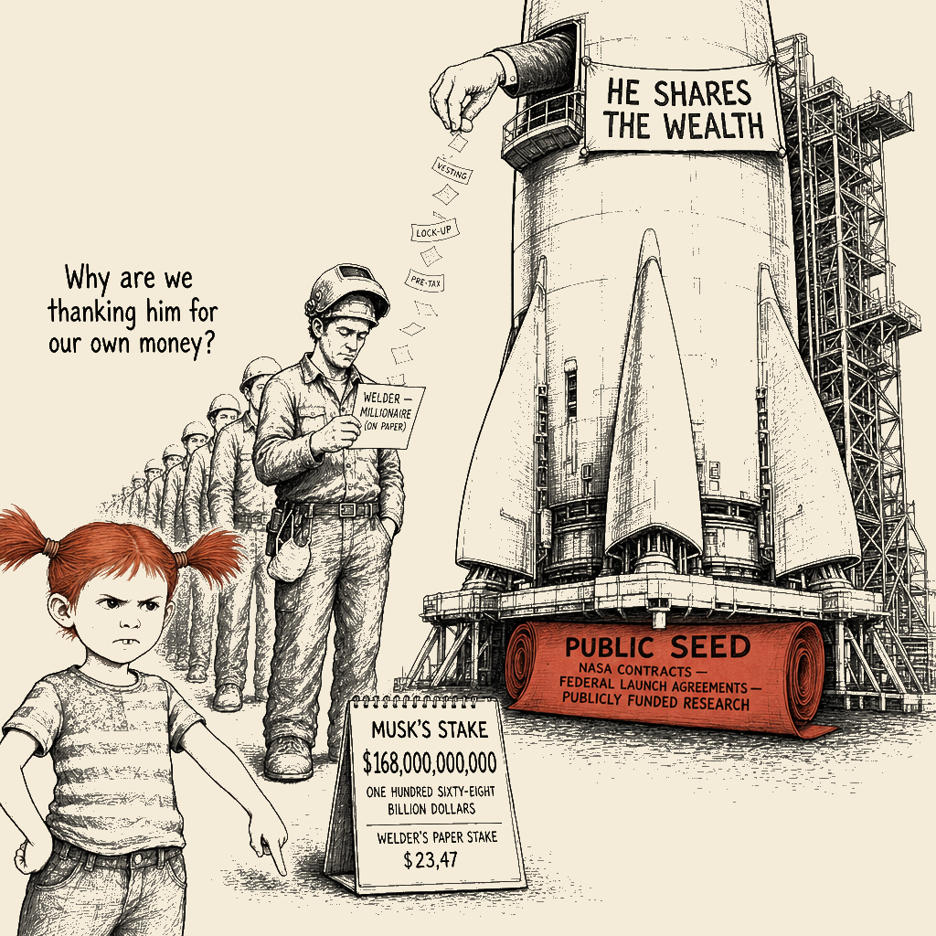 Political meme cartoon by Mimi Wright-Fubar: Sharing the Wealth (He Was Holding Yours)