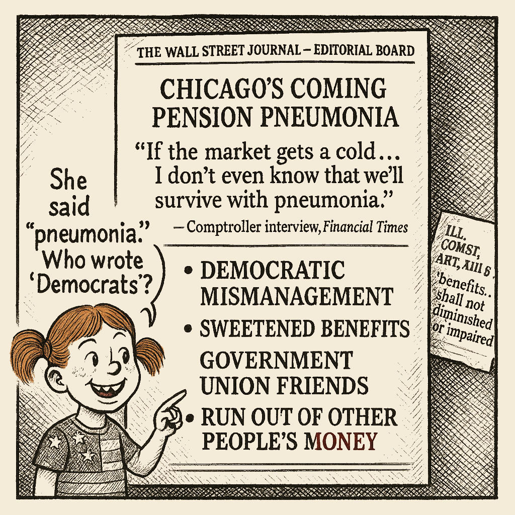 Political meme cartoon by Mimi Wright-Fubar: She Stopped Talking. The Board Kept Writing.