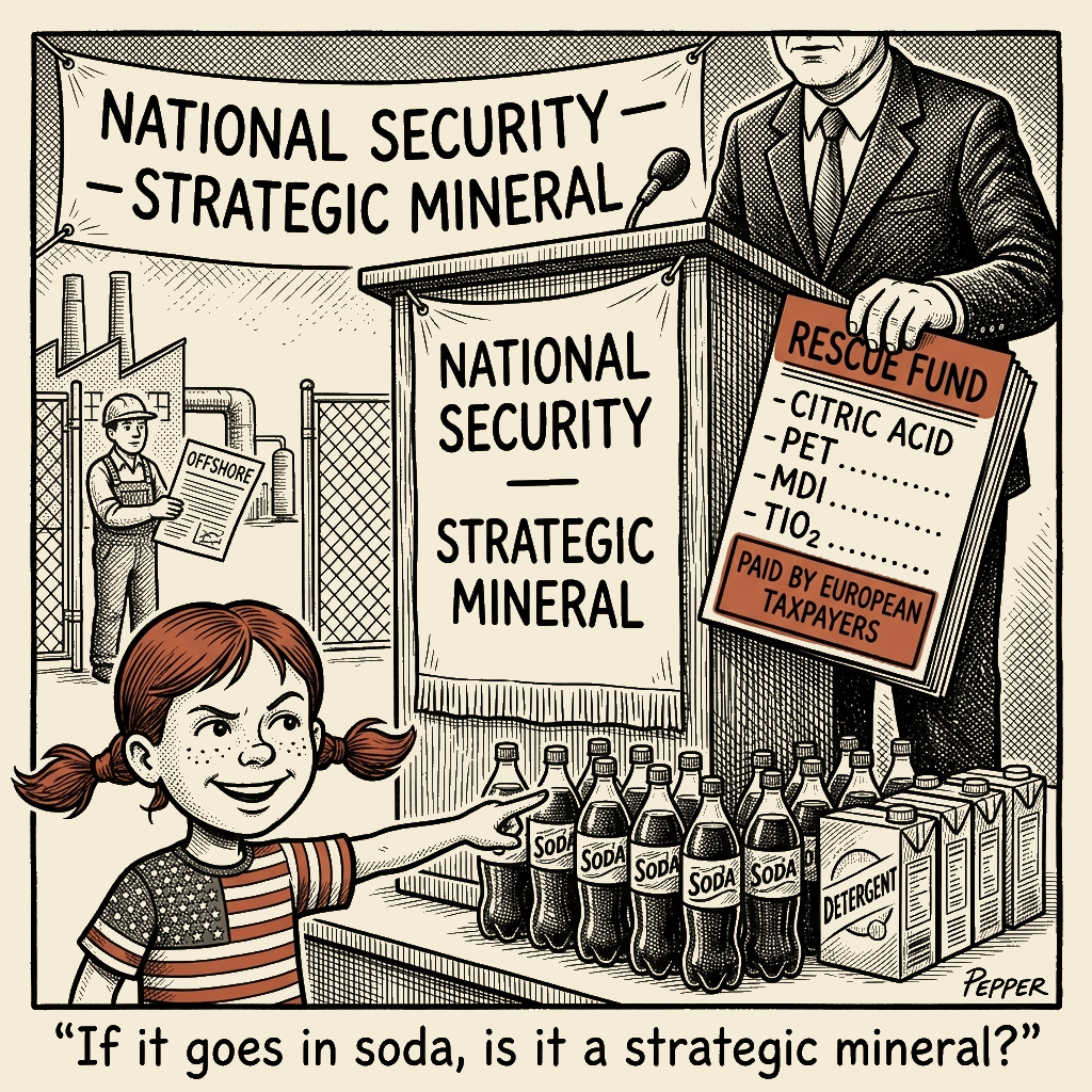 Political meme cartoon by Mimi Wright-Fubar: Strategic Mineral