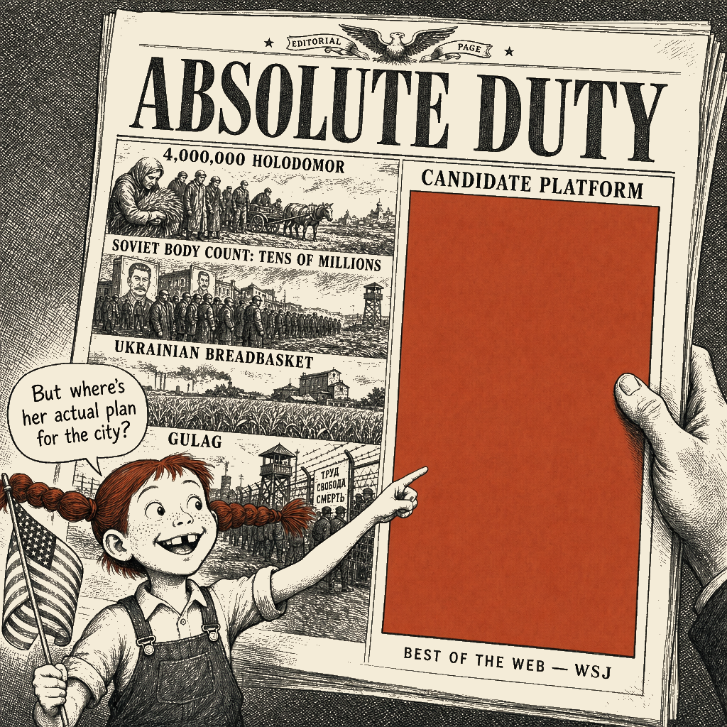 Political meme cartoon by Mimi Wright-Fubar: The Absolute Duty of an Empty Page