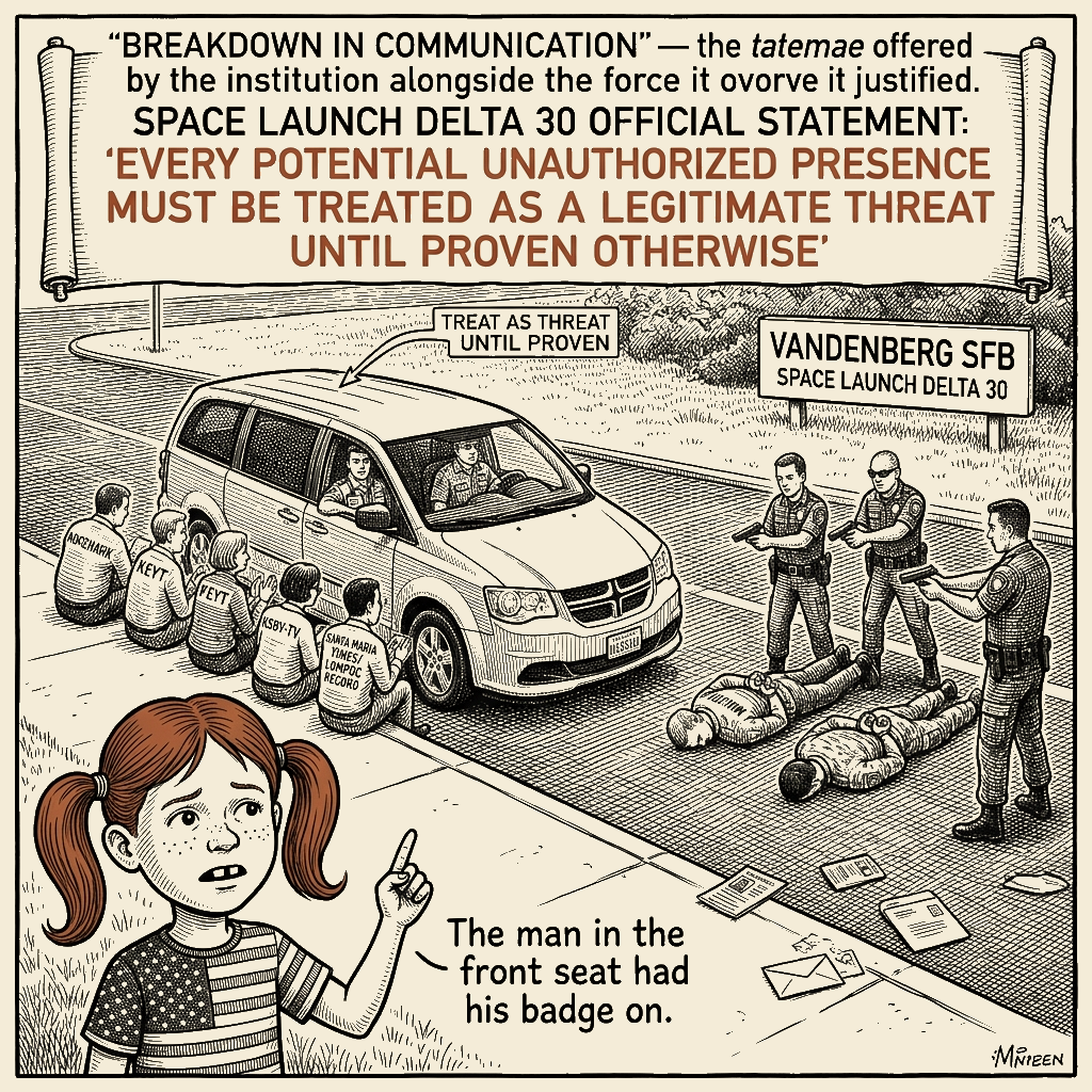 Political meme cartoon by Mimi Wright-Fubar: The badge was right there