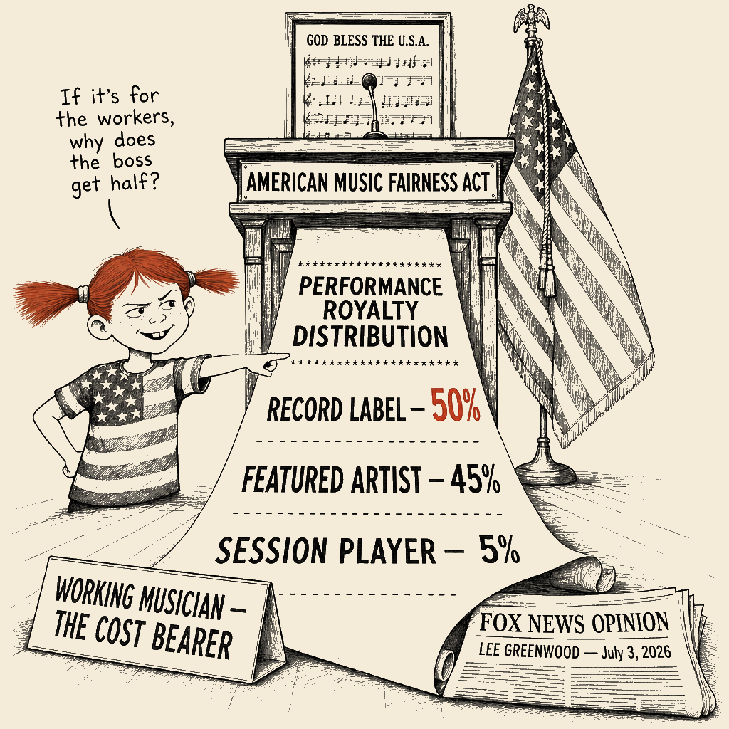 Political meme cartoon by Mimi Wright-Fubar: The biggest piece goes to the boss