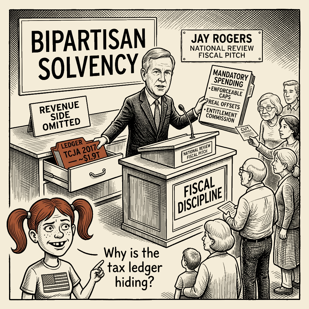 Political meme cartoon by Mimi Wright-Fubar: The Budget Has Two Ledgers