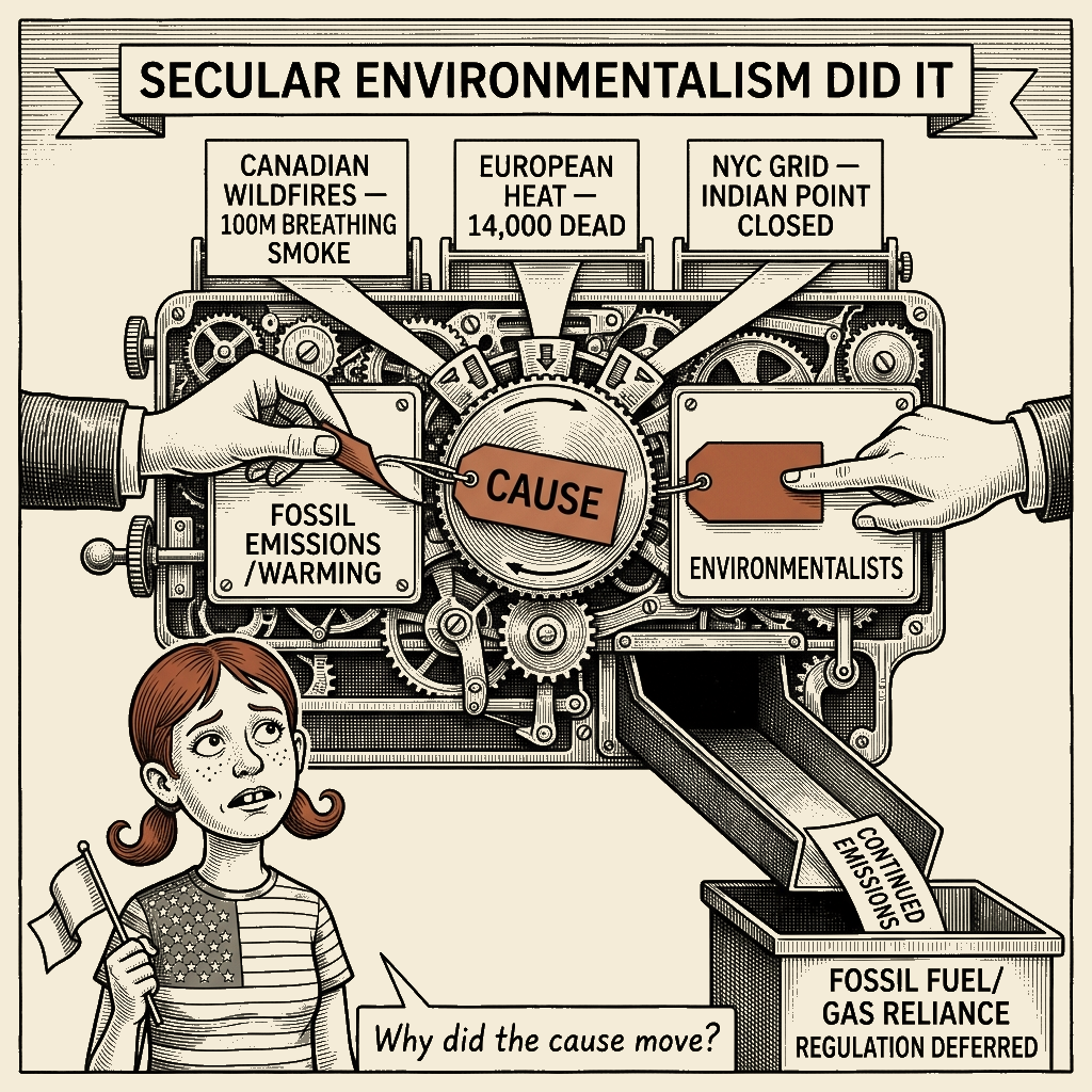 Political meme cartoon by Mimi Wright-Fubar: The cause moved.