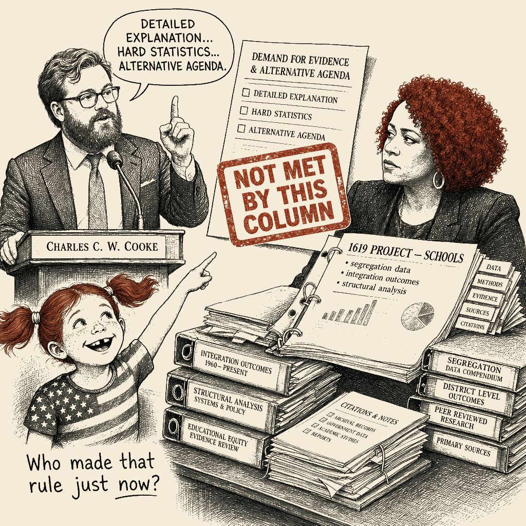 Political meme cartoon by Mimi Wright-Fubar: The Columnist's Own Test
