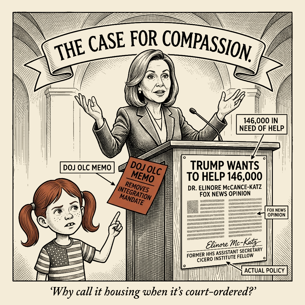 Political meme cartoon by Mimi Wright-Fubar: The Compassion Pivot