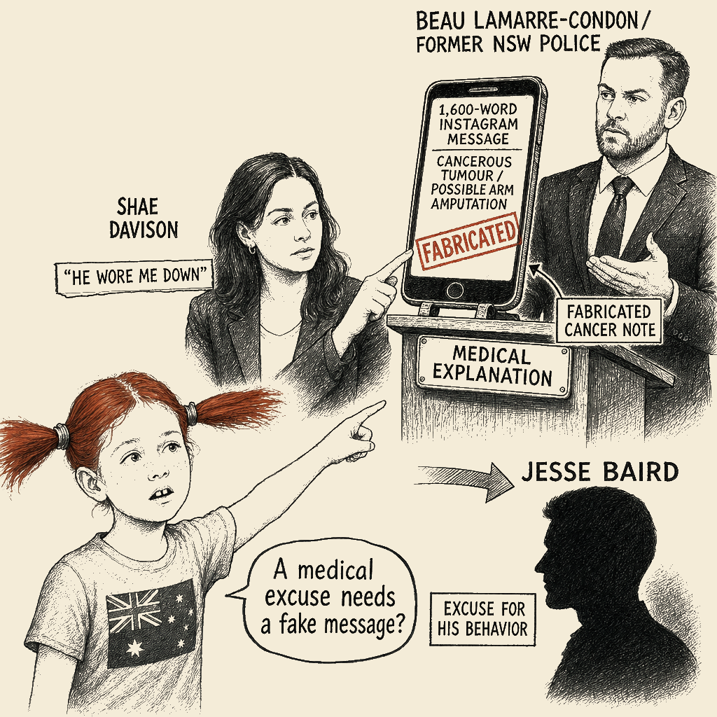 Political meme cartoon by Mimi Wright-Fubar: The Diagnosis Was a Message