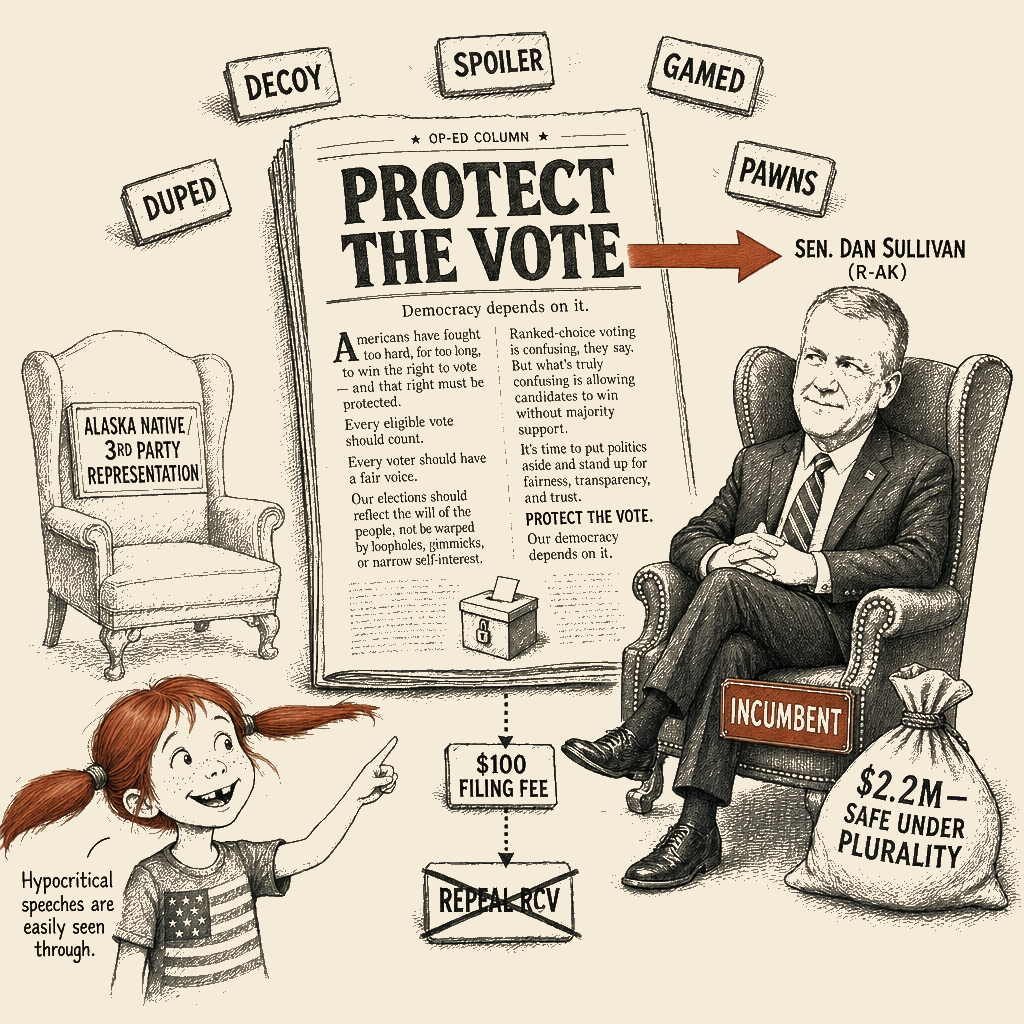 Political meme cartoon by Mimi Wright-Fubar: The Fix Doesn't Fit the Problem