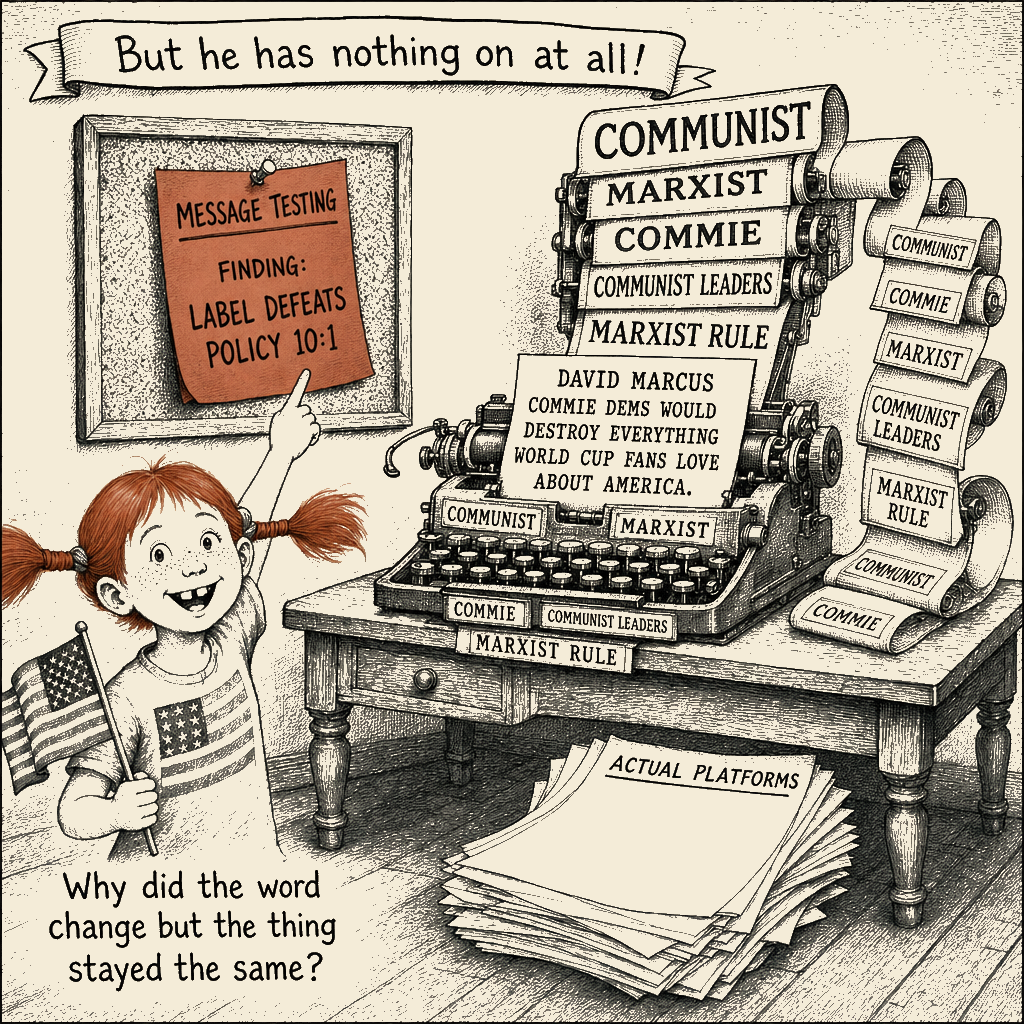 Political meme cartoon by Mimi Wright-Fubar: The Focus Group That Wrote the Column