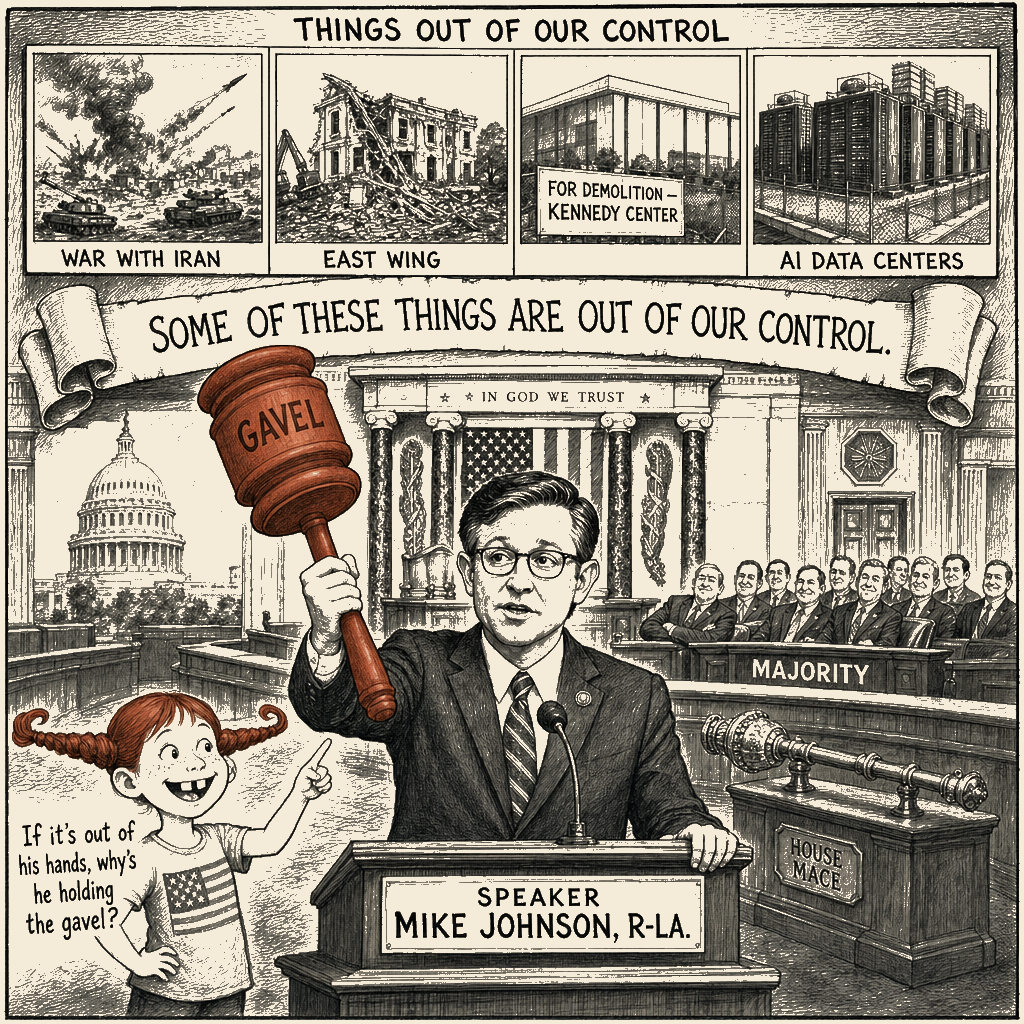 Political meme cartoon by Mimi Wright-Fubar: The Gavel vs. the Quote