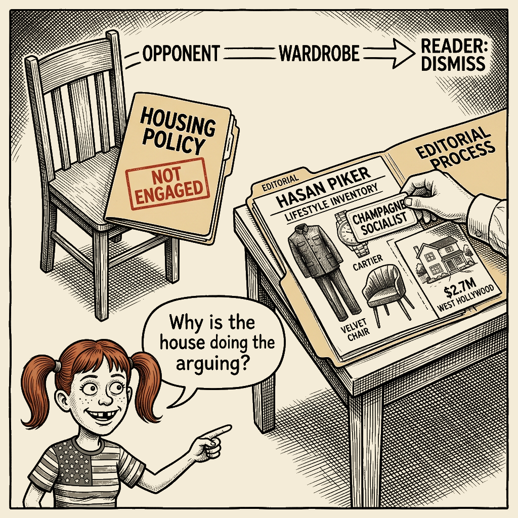 Political meme cartoon by Mimi Wright-Fubar: The House Is Not the Argument