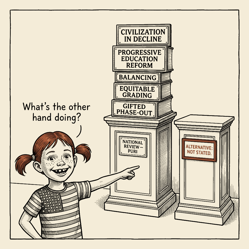 Political meme cartoon by Mimi Wright-Fubar: The Indictment Was Detailed. The Alternative Was Not.