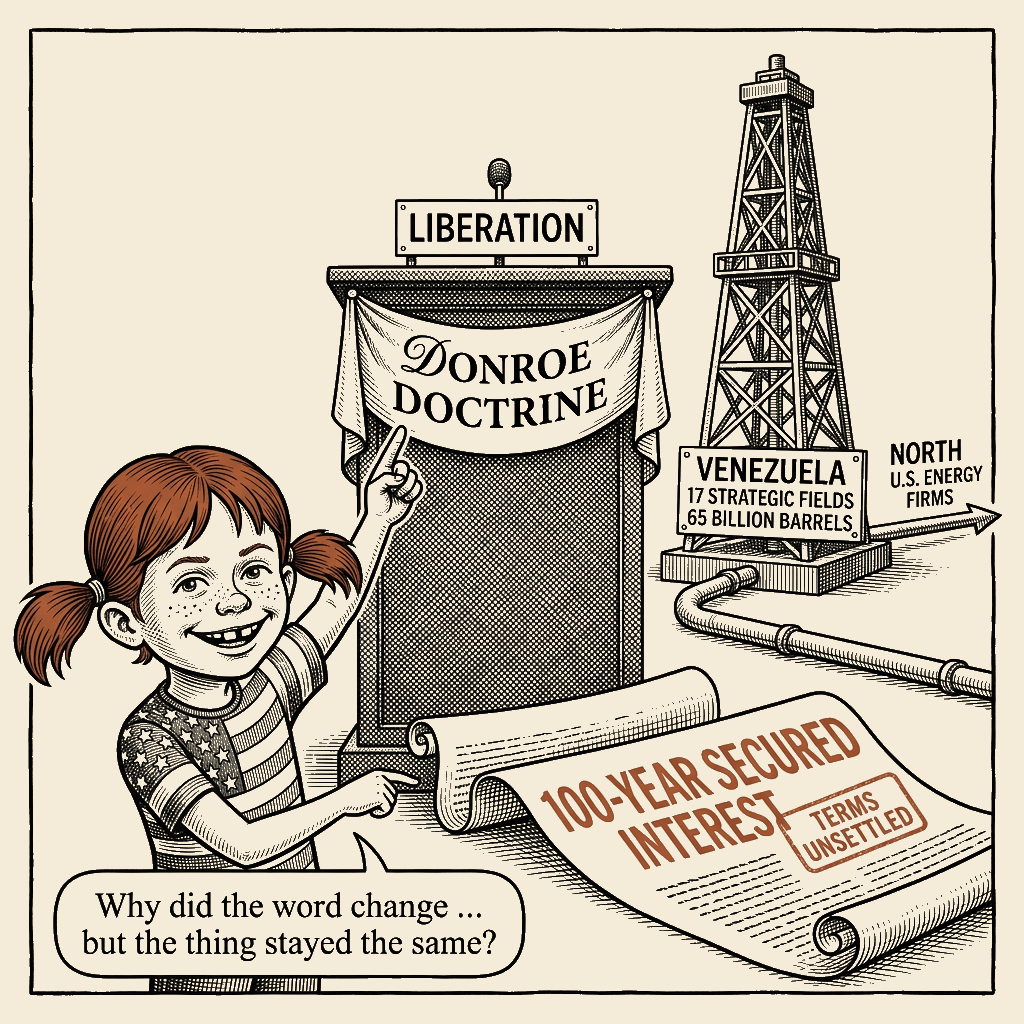 Political meme cartoon by Mimi Wright-Fubar: The Liberation Goes North