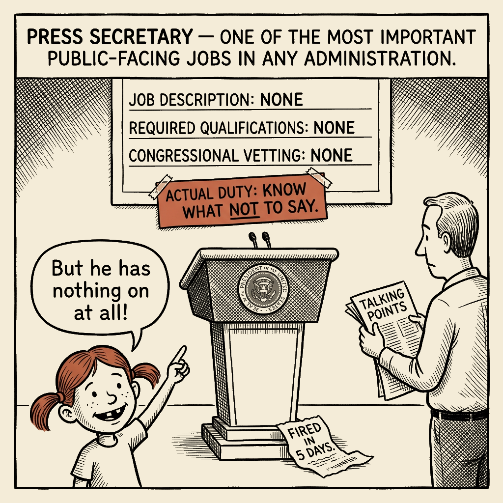 Political meme cartoon by Mimi Wright-Fubar: The Most Important Job in the White House Is a Blank Page