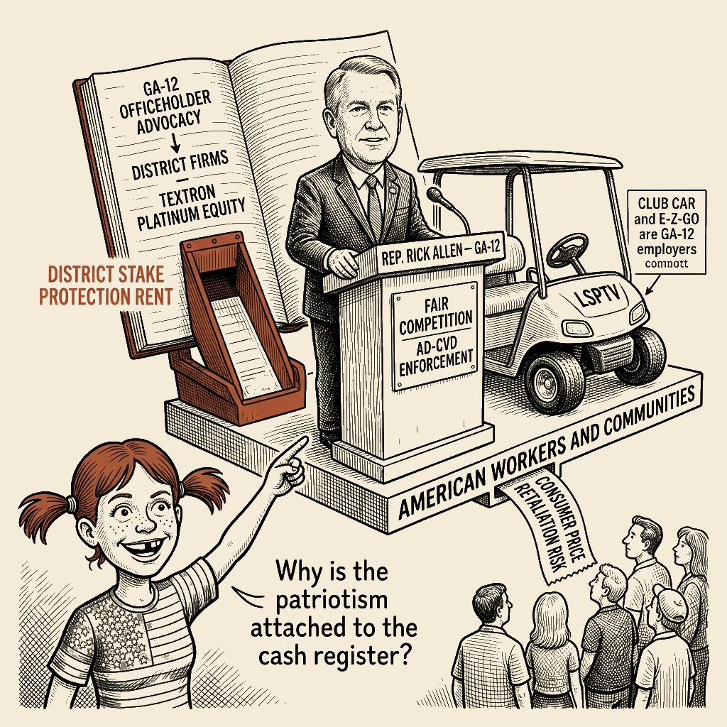 Political meme cartoon by Mimi Wright-Fubar: The Patriotism Tollbooth