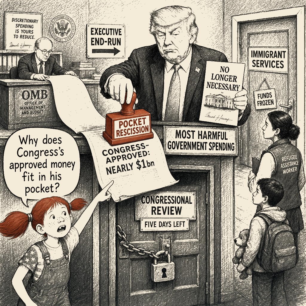 Political meme cartoon by Mimi Wright-Fubar: The Pocket Has a Constitution Hole