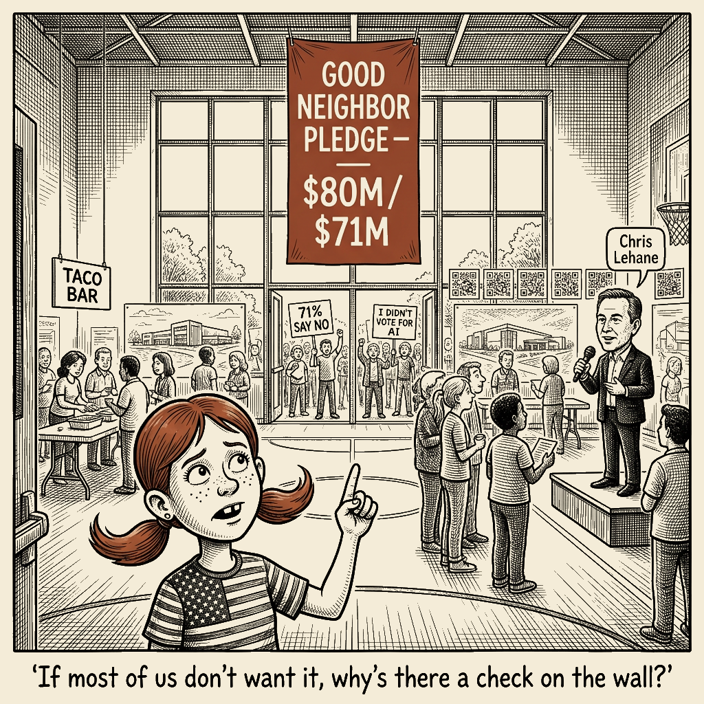 Political meme cartoon by Mimi Wright-Fubar: The price of being a good neighbor