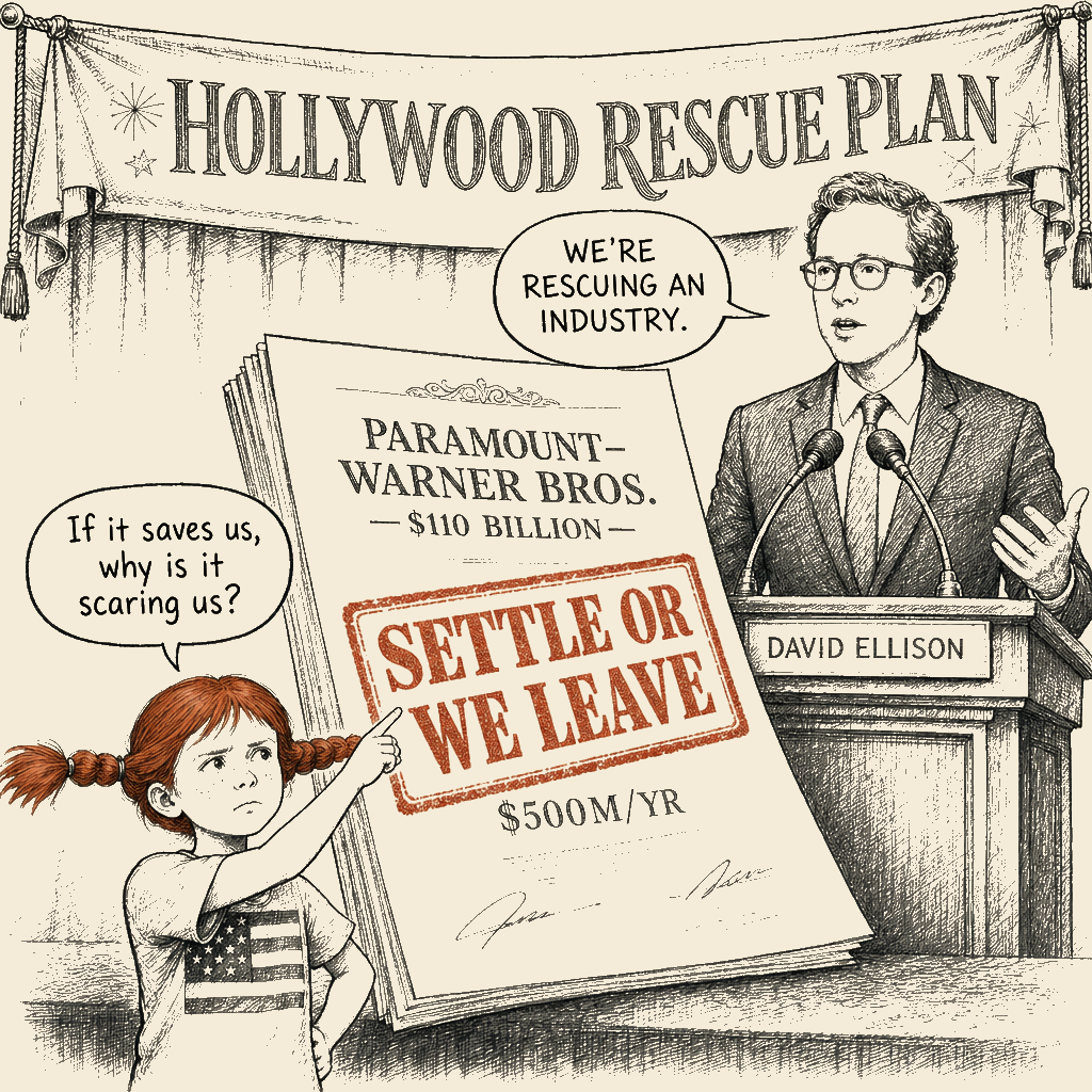 Political meme cartoon by Mimi Wright-Fubar: The Rescue Comes with a Ransom Note