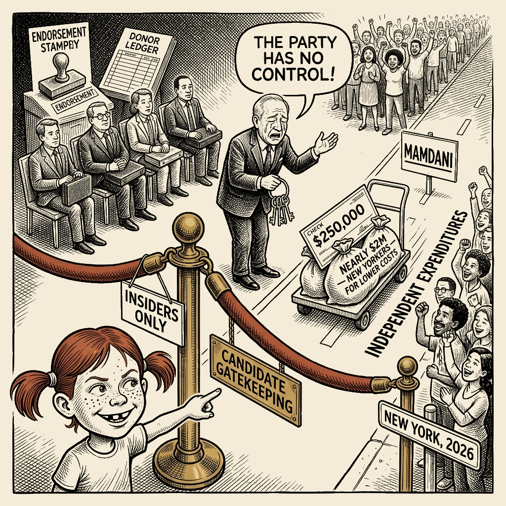 Political meme cartoon by Mimi Wright-Fubar: The Rope Was the Control