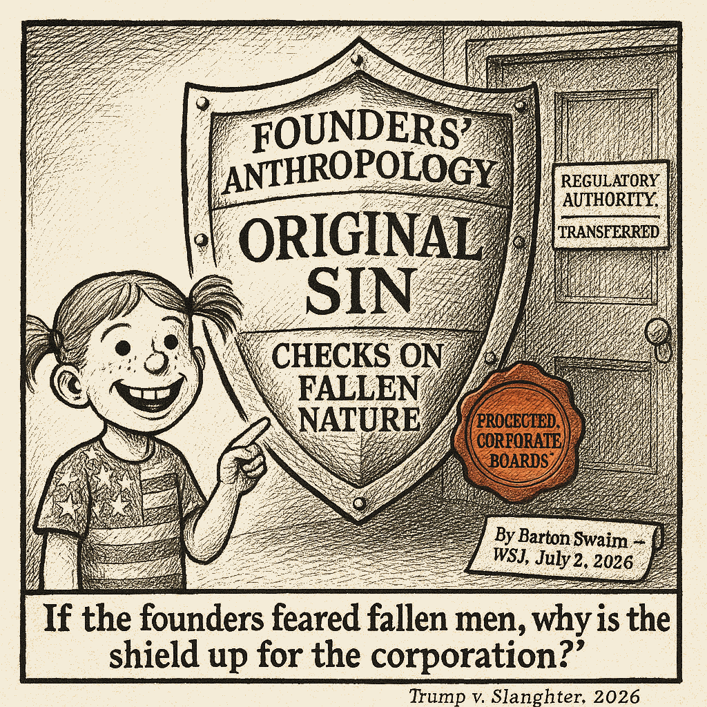 Political meme cartoon by Mimi Wright-Fubar: The Shield Behind the Shield