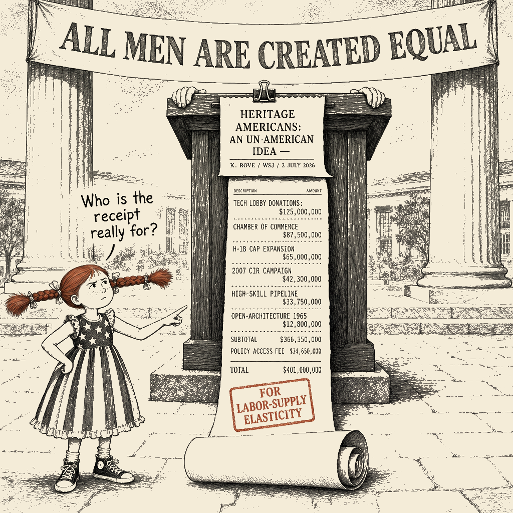 Political meme cartoon by Mimi Wright-Fubar: The Speech and the Receipt