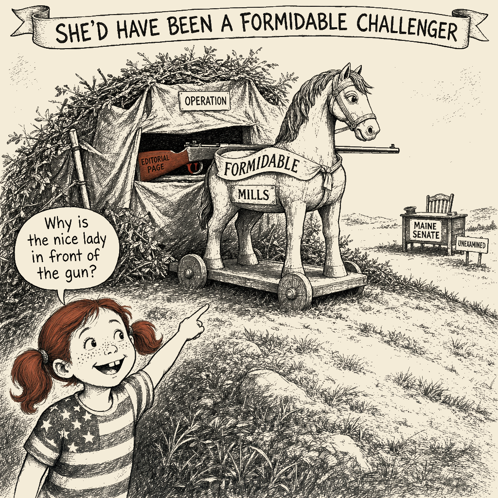 Political meme cartoon by Mimi Wright-Fubar: The Stalking Horse