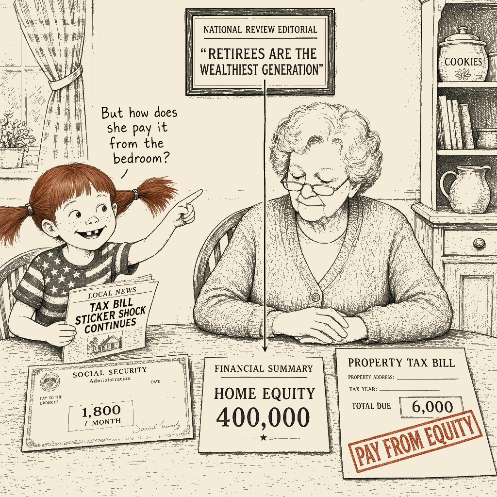 Political meme cartoon by Mimi Wright-Fubar: The Wallet She Doesn't Have